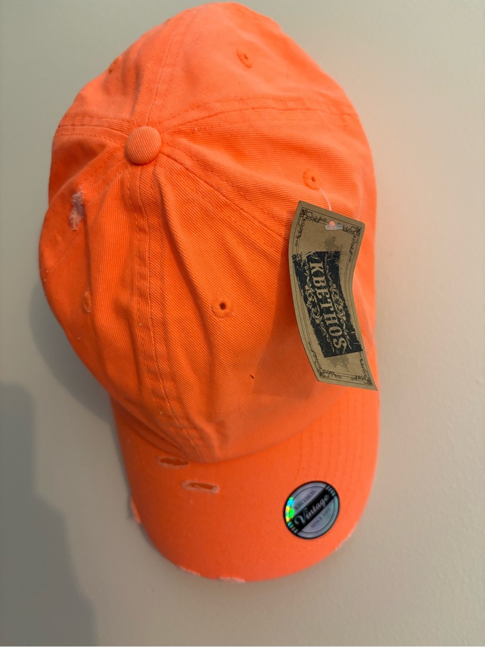 Amazon Orange Distressed Baseball Cap